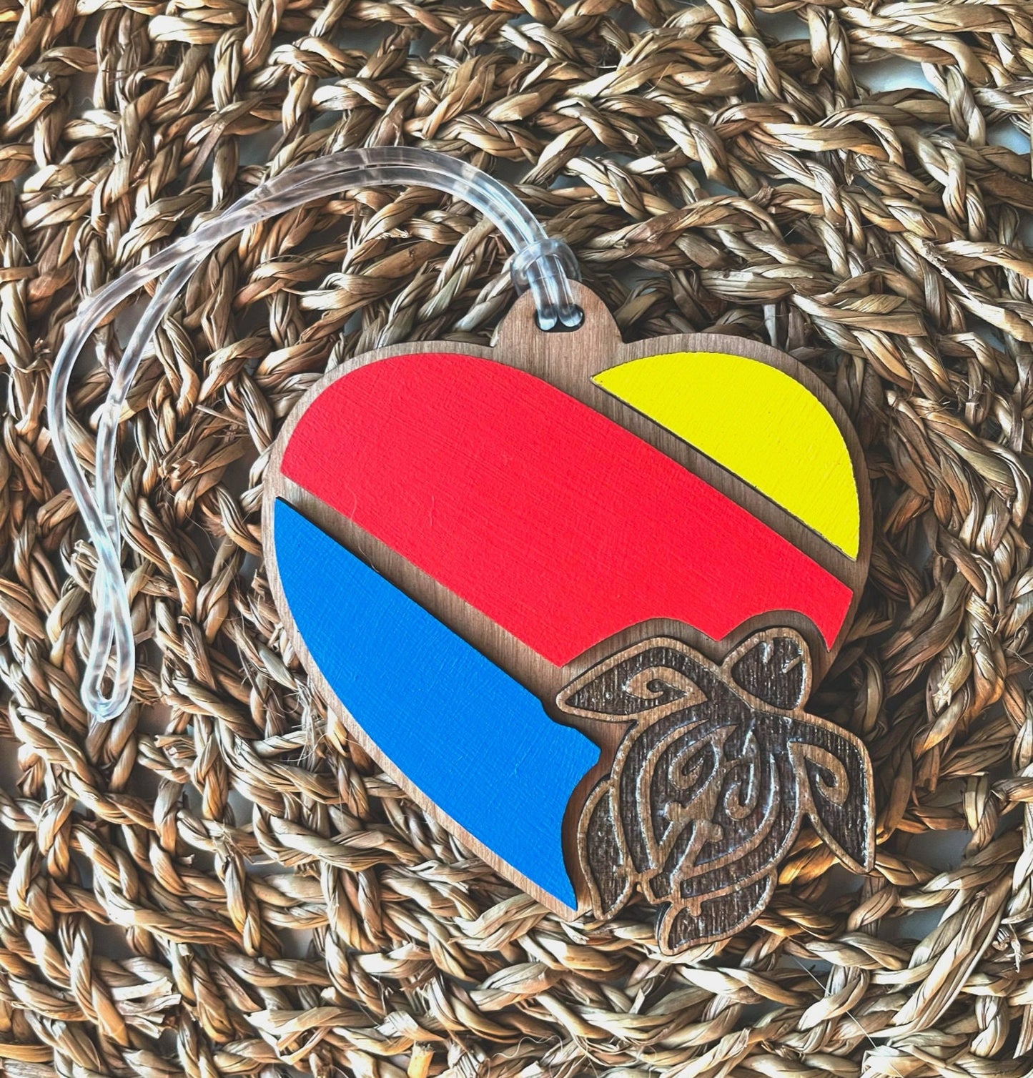 Hawaiian-Inspired Engraved Luggage Tag | Custom Cherry Wood Bag Tag for Flight Attendants, Pilots & Airline Crew