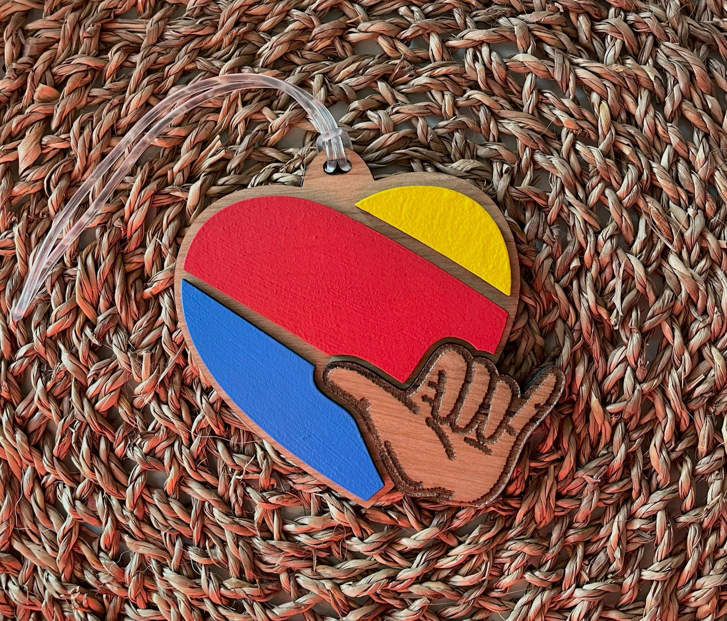 Hawaiian-Inspired Engraved Luggage Tag | Custom Cherry Wood Bag Tag for Flight Attendants, Pilots & Airline Crew