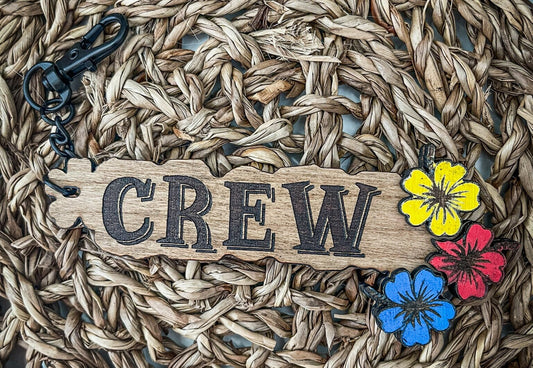 Crew Bag Tag – Hawaiian Theme Cherry Wood Keychain for Aviation Lovers