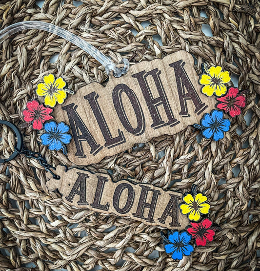 Hawaiian Aloha–Inspired Cherry Keychain | Island-Themed Engraved Keychain | Retro Travel Gift