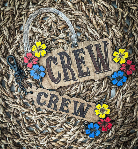 Crew Bag Tag – Hawaiian Theme Cherry Wood Keychain for Aviation Lovers