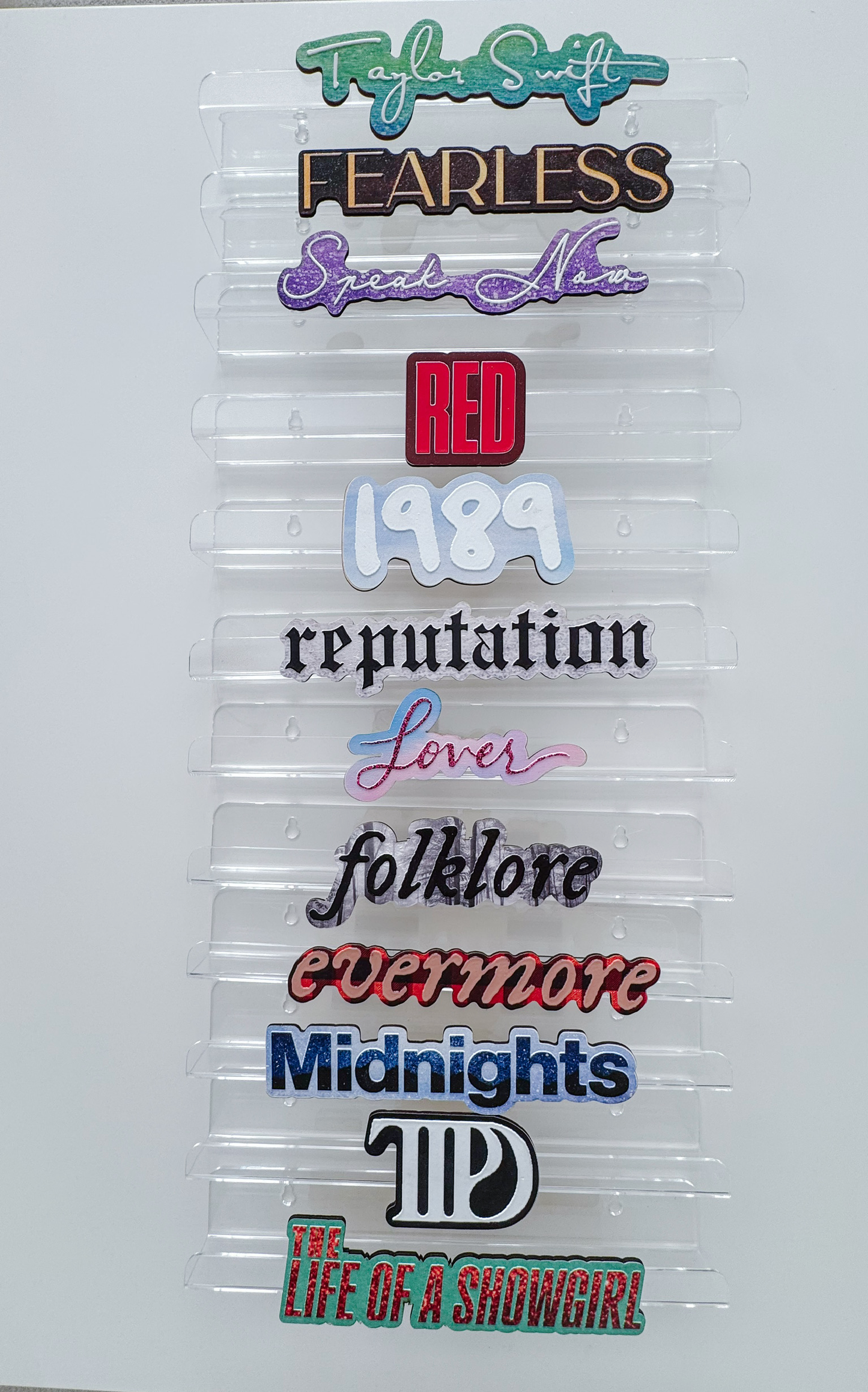 Record Album Display Shelves – Acrylic or Wood, Custom Album Title Options