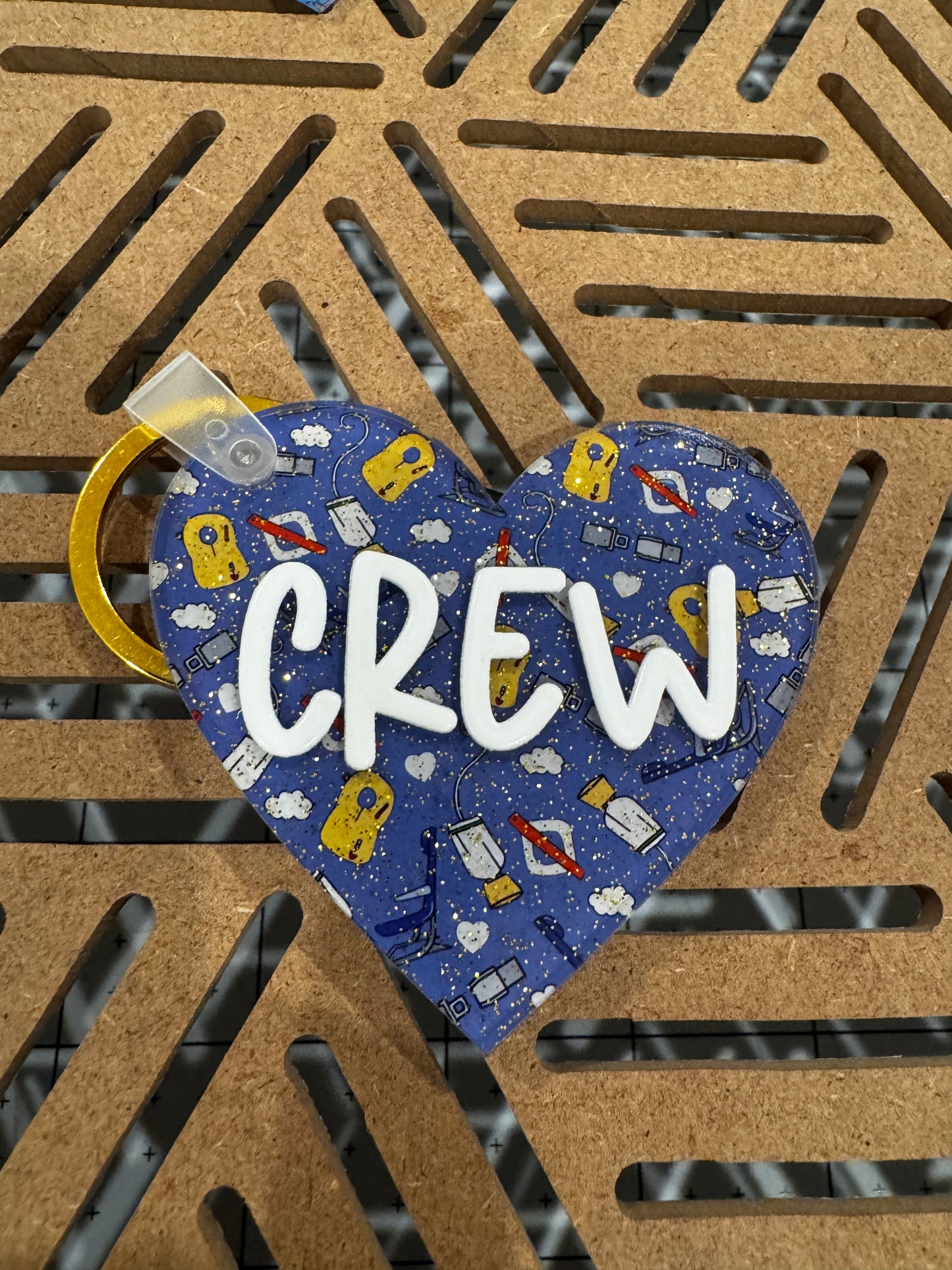 Aviation Heart Keychain – CREW, Frequent Flyer or Personalized
