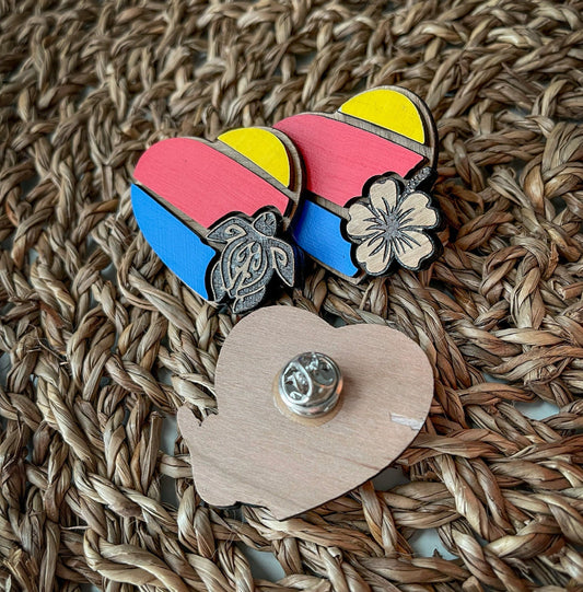 Hawaii Airline-Inspired Cherry Wood Lapel Pin