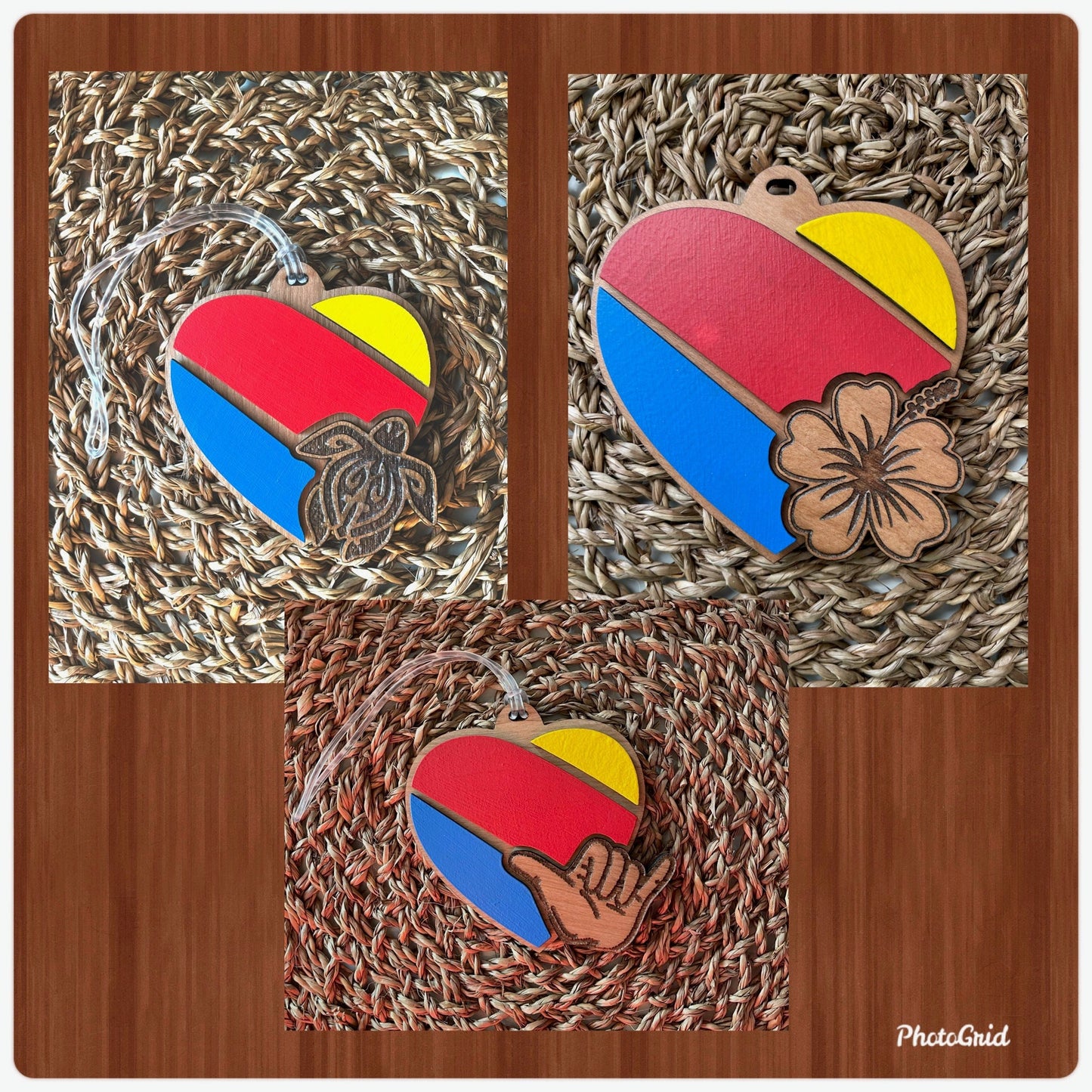 Hawaiian-Inspired Engraved Luggage Tag | Custom Cherry Wood Bag Tag for Flight Attendants, Pilots & Airline Crew