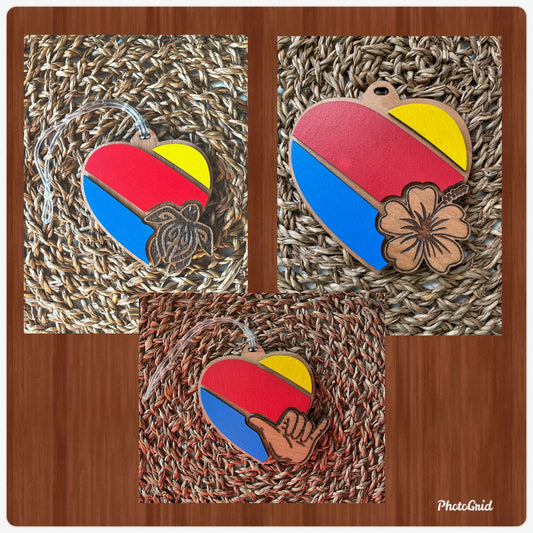 Hawaiian-Inspired Engraved Luggage Tag | Custom Cherry Wood Bag Tag for Flight Attendants, Pilots & Airline Crew