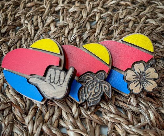 Hawaii Airline-Inspired Cherry Wood Lapel Pin